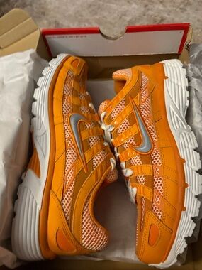 Nike P-6000 PRM Orange and Silver Mesh Athletic Sneakers